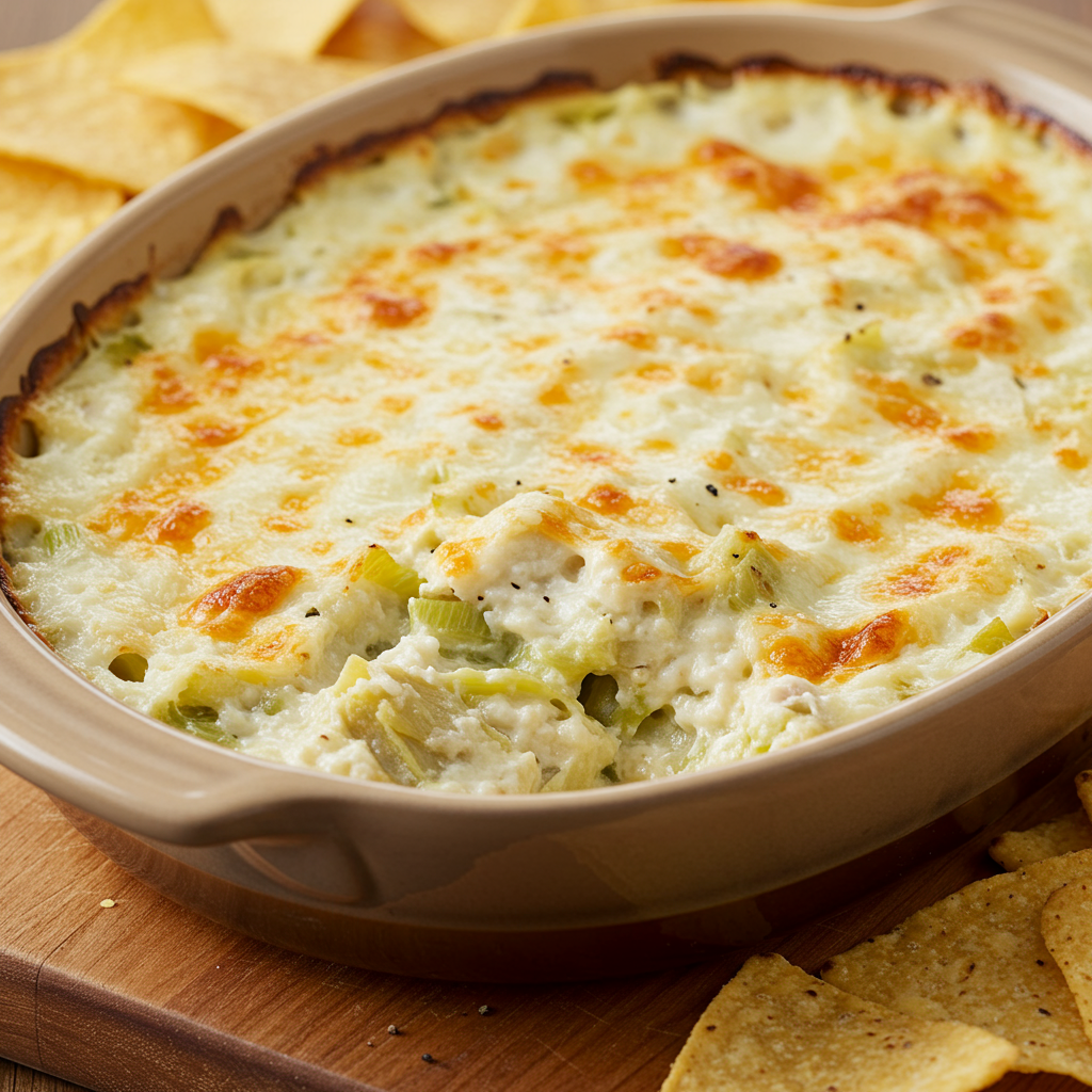 25. Dip Caliente de Puerro, Alcachofa y Queso