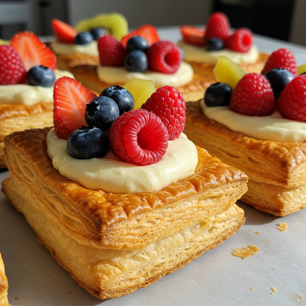 25. Tarta de Hojaldre con Frutas Frescas y Crema